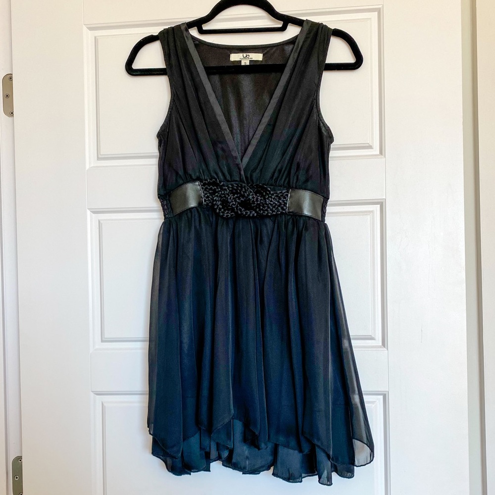 Black Flowy Dress with Knotted Front